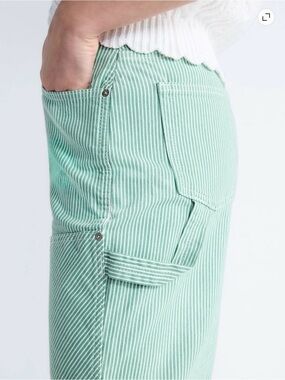 Mid Rise Pinstripe Carpenter Jeans